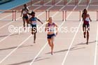Eilidh Child on her way to winning the 400 metres hurdles at the Glasgow Diamond League. Photo: David T. Hewitson/Sports for All Pics